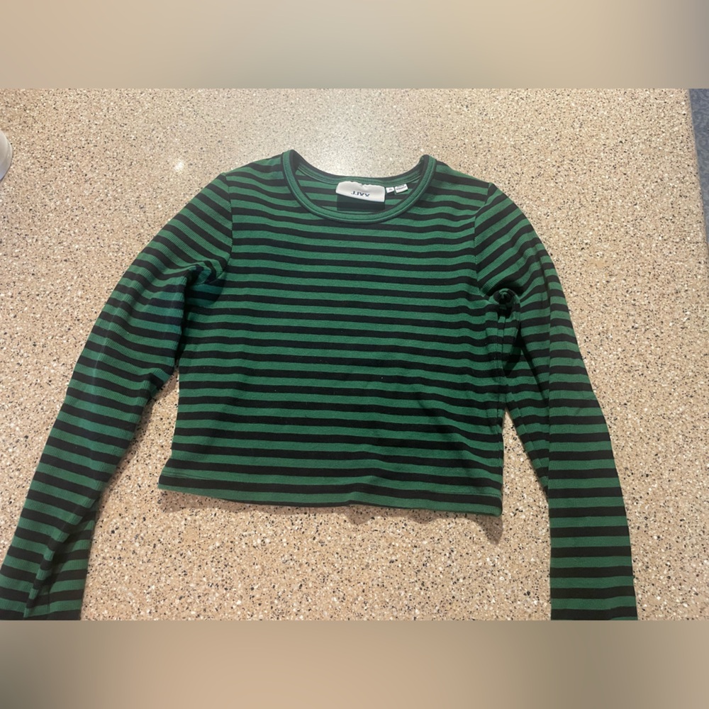 Simons Green and Black Striped Crop Top